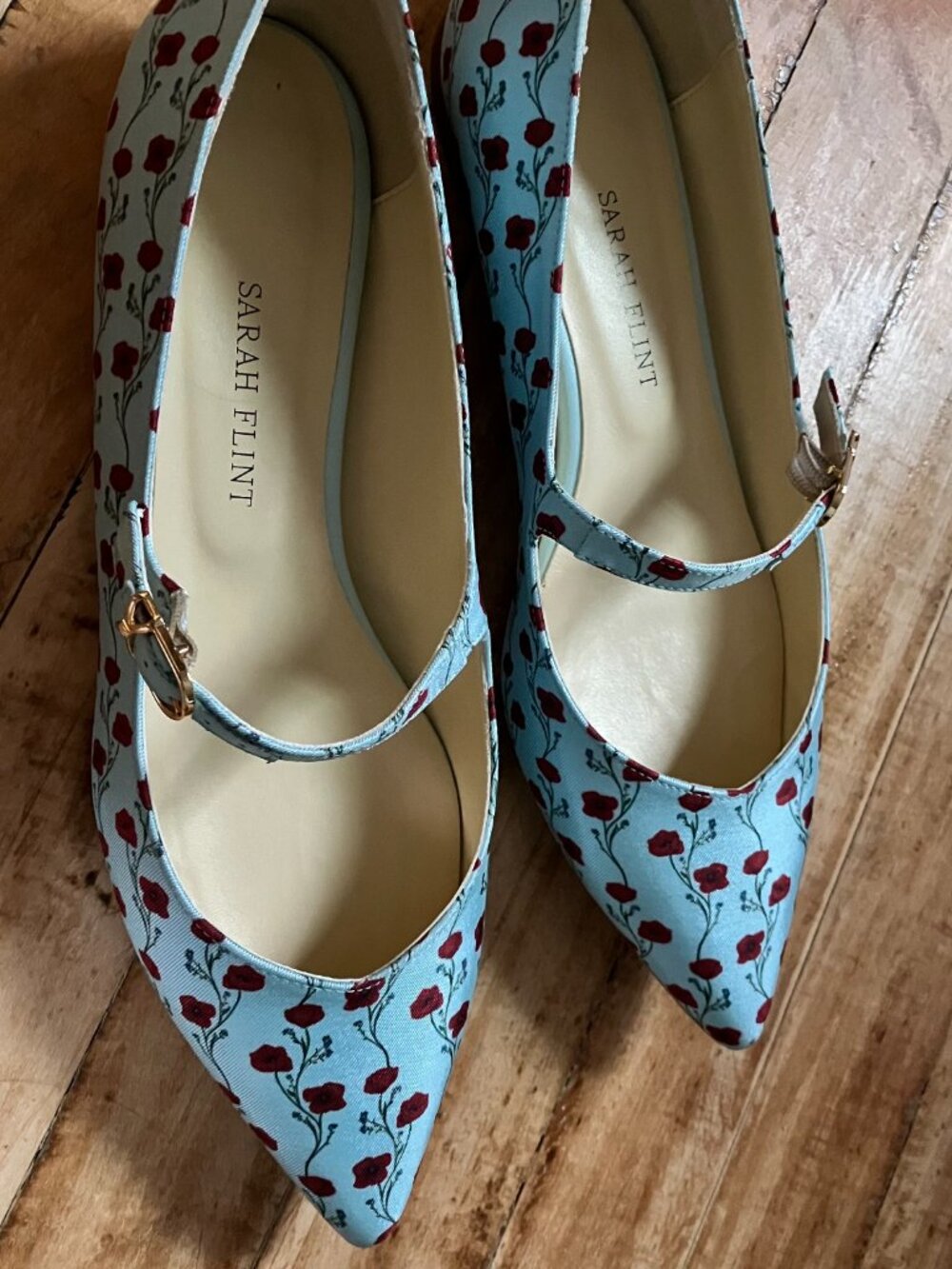 Like New Sarah Flint Runi Flats in Poppy Printed Silk